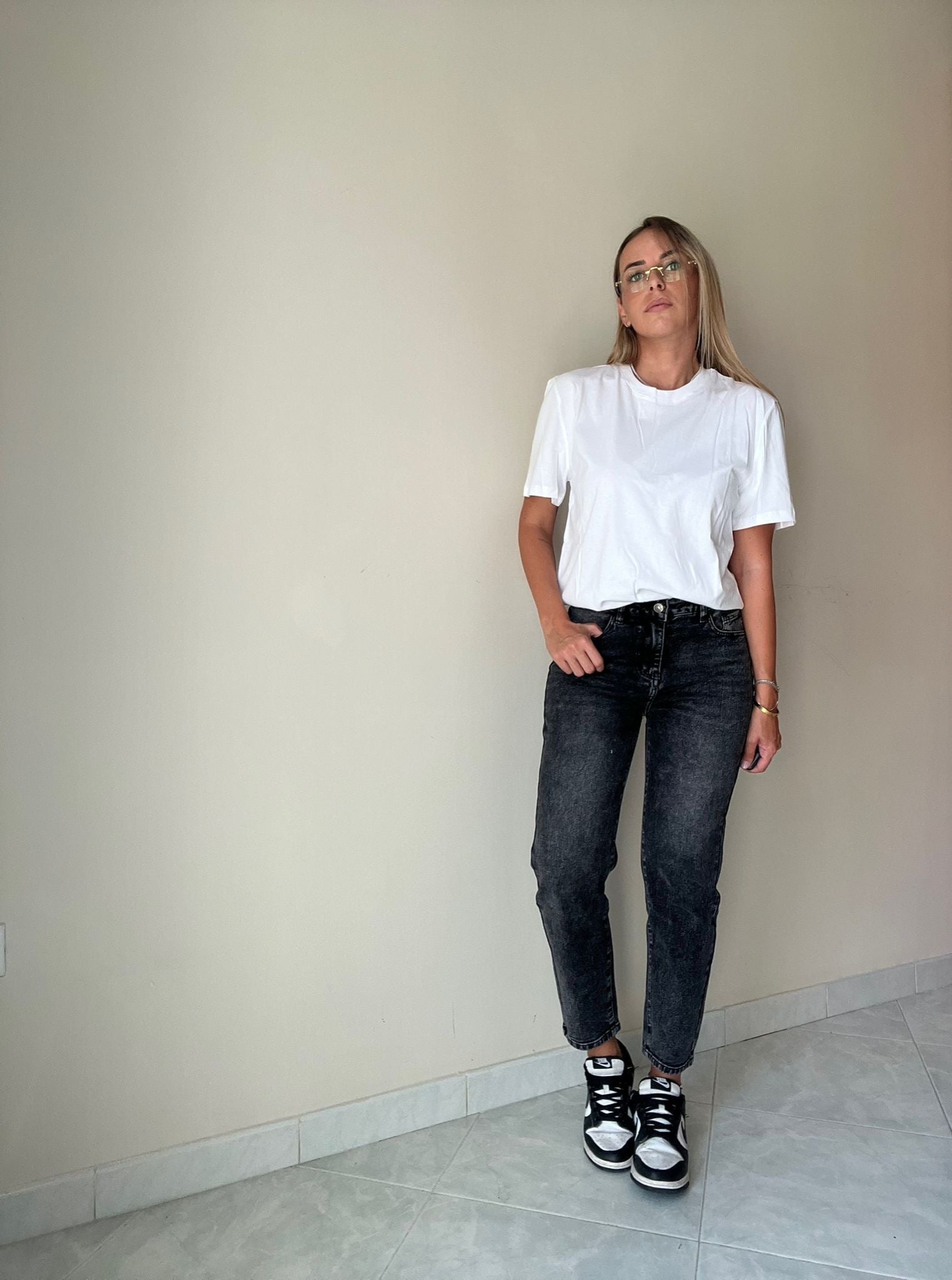 JEANS MOM FIT NERO